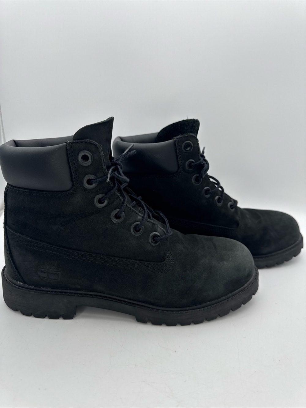 Timberland Men’s Black Leather Lace-Up Ankle Work Boots Round Toe US 5